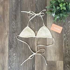 Thats So Fetch Aire Bikini Top Crochet Beige Size 2